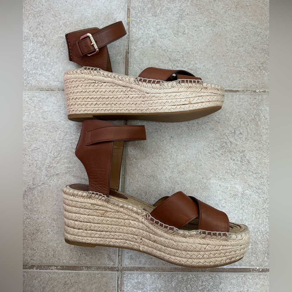 New Coach Primrose Espadrille Sandals Size 10 brown real leather wedges shoes - Picture 9 of 9